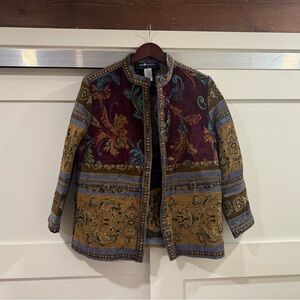 Colorful Embroidered Jacket boho hippie unique vintage piece print
